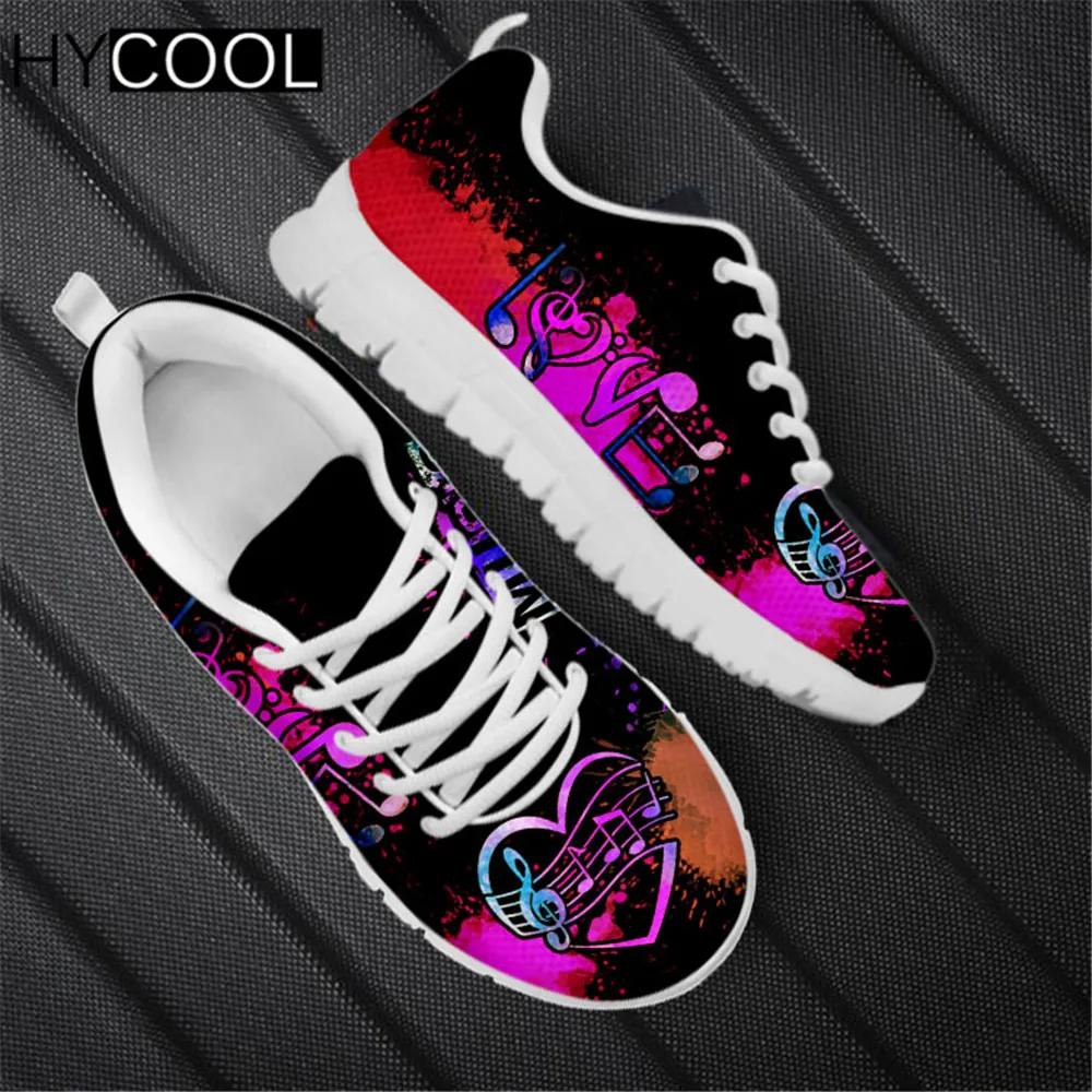 

HYCOOL Hot Selling Women Casual Lace Up Shoes Music Teacher Pattern Printing Vintage Ladies Outdoor Gym Sport Sneaker Zapatillas
