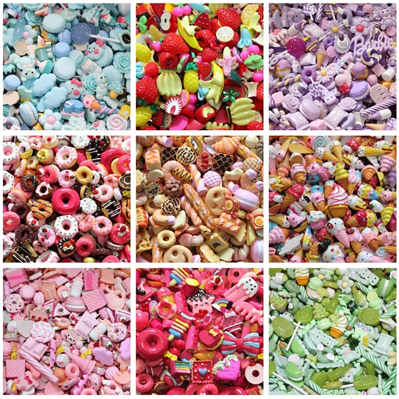 

HL 20pcs Random Mixed Design Resin Cabochon Flatback DIY Crafts Phone Decor Art Supplies