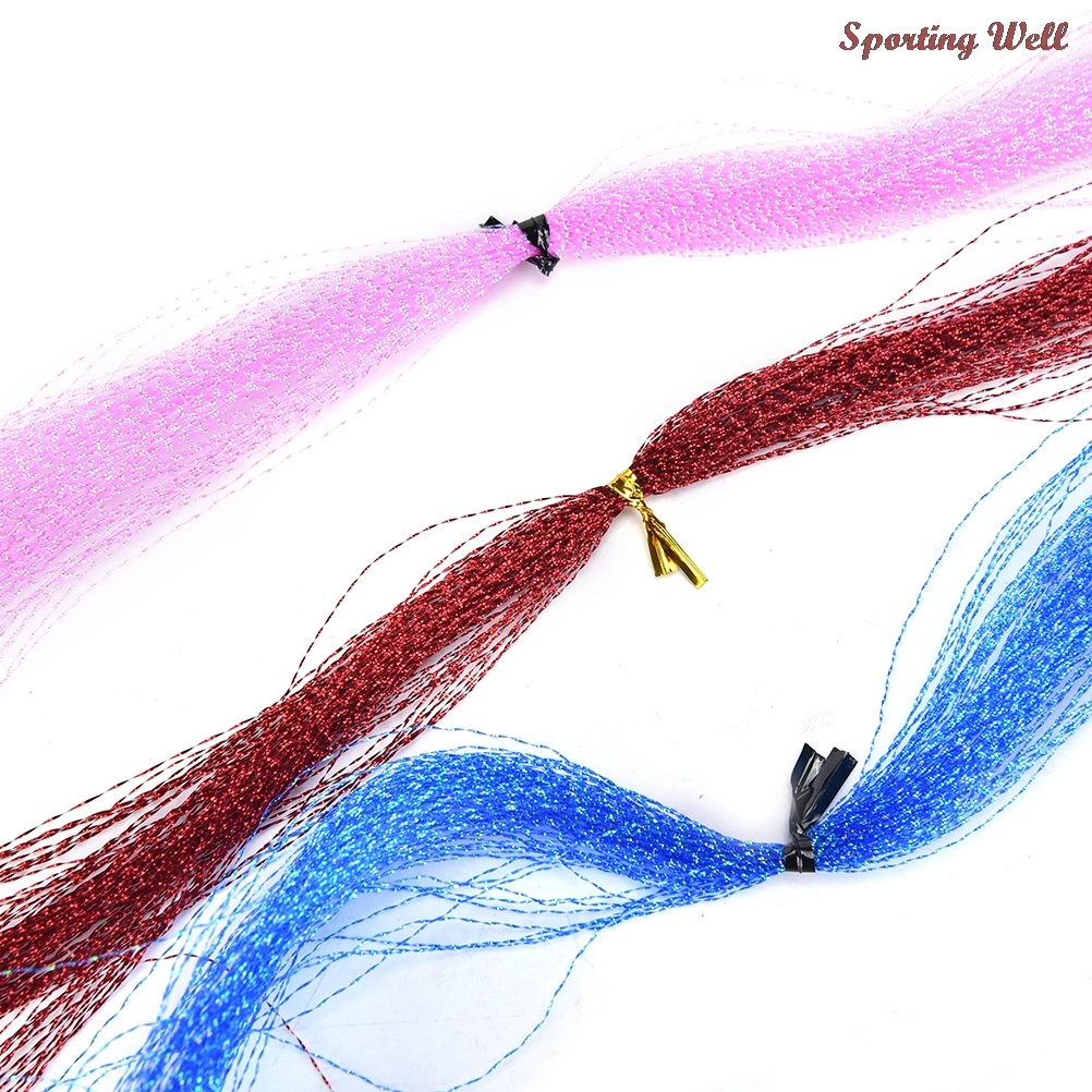 

New 1Pcs (100 roots) Material Holographic Making Fishing Wholesale Tinsel Crystal Flash String Jig Hook Lure