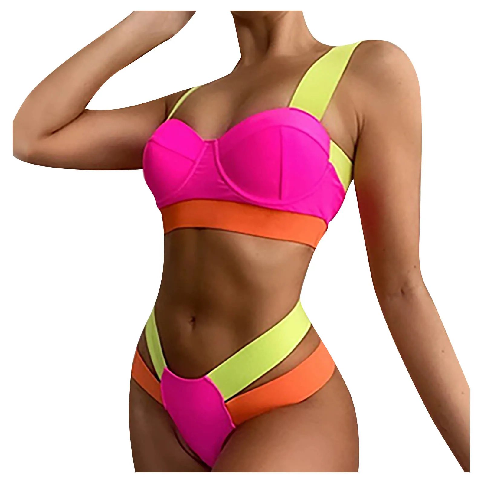 Бикини пуш-ап из двух предметов с подкладкой Бандажное бикини жестким косточком