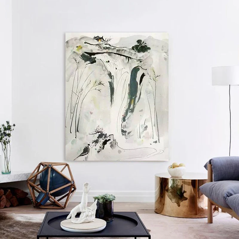 Китайская черно белая живопись по номерам ручная работа картины маслом