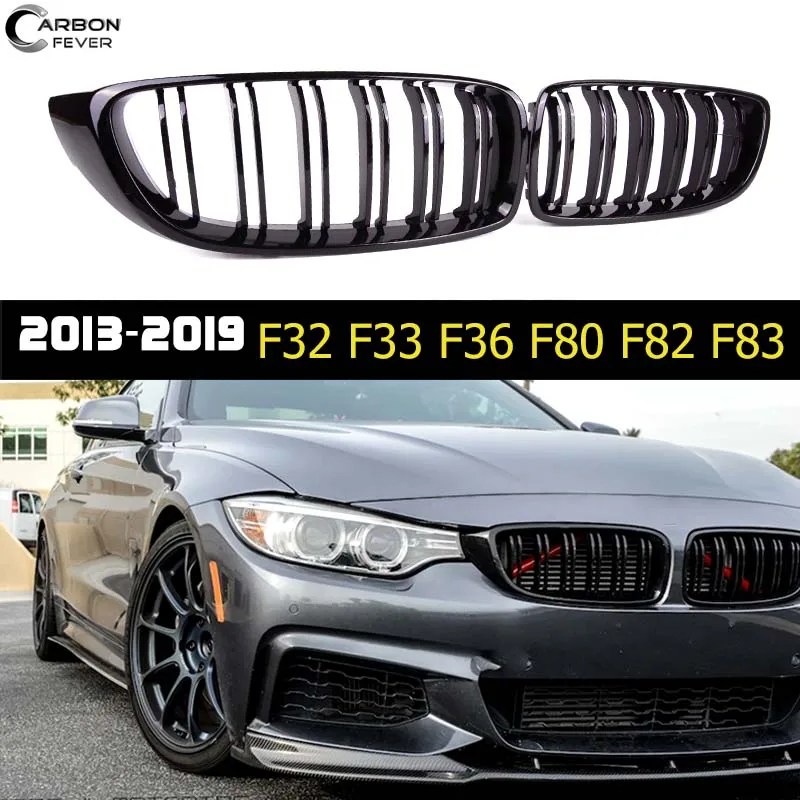 

F32 Grille Dual Slat Replacement ABS Grill for BMW 4 Series F32 F33 F36 F83 F80 F82 M3 M4 Front Bumper Kidney Grilles 2013-2019