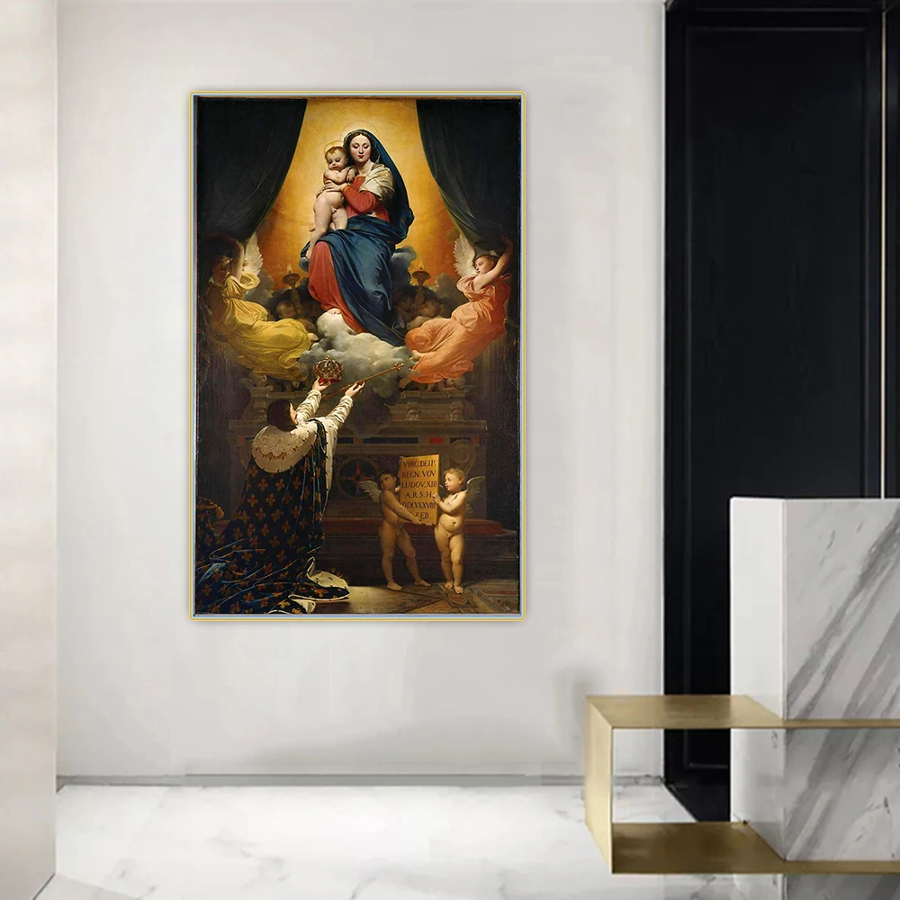 

Holover Canvas Oil Painting Ingres"The Wish Of Louis XIII"Western Art Decor Poster Aesthetic Wall Paintings Home Decoration