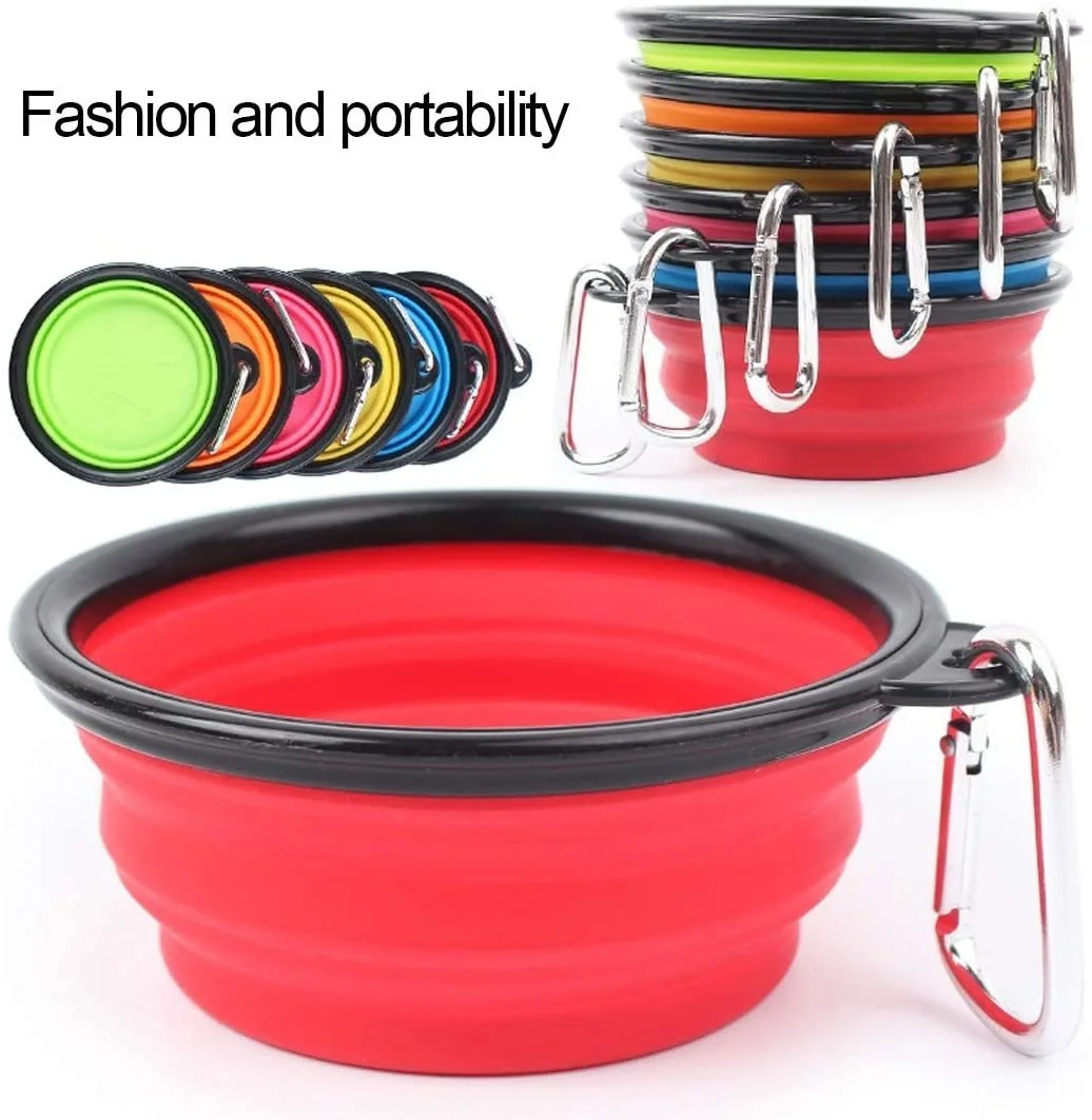 Складная Силиконовая миска для питомцев портативная путешествий с собаками и