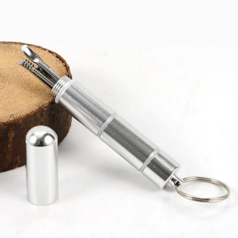 

Outdoor Portable Durable Detachable Keychain Samll Ear Spoon Vintage Stainless Steel Cleaning Ear Gadget