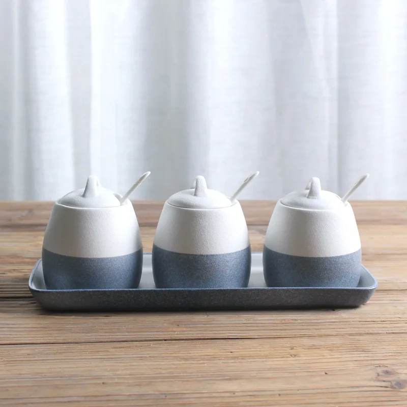 Керамическая банка в японском стиле со снежинками и глазурью шейкер для соли