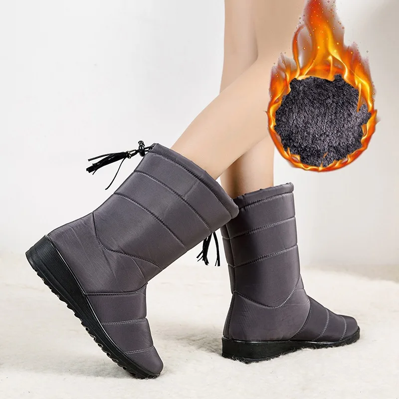 

2022 Women Autumn Winter Snow Boots Plus Velvet Thick Warm Cotton Shoes Non-Slip Comfortable Mid-Tube Boots Botas De Mujer