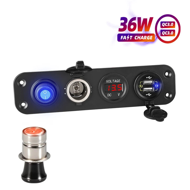 

18W 5V 3.0A Car Splitter Cigarette Lighter Socket 3.0 QC Mobile Power Outlet With Usb Charger Quick Charge For Phone Adapter