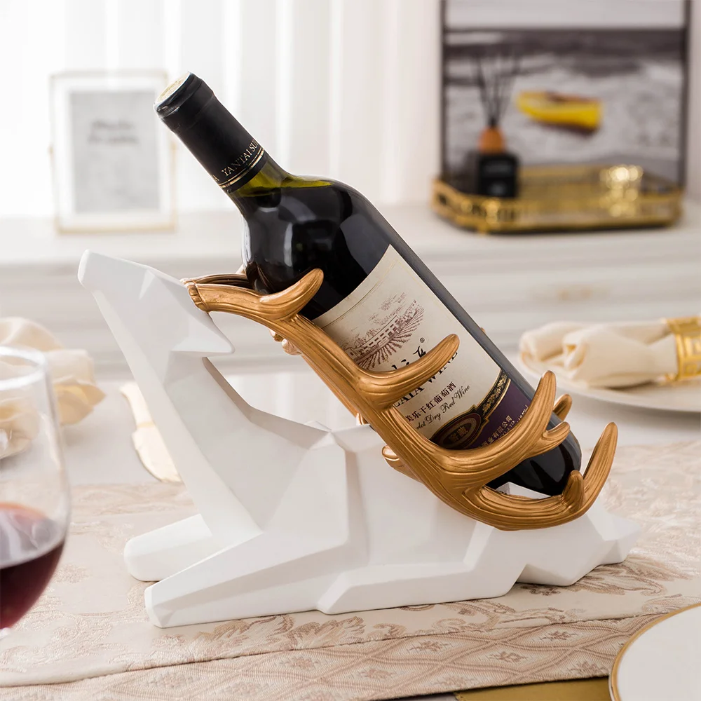 Скандинавская статуя оленя Винная стойка Ремесленная скульптура из смолы