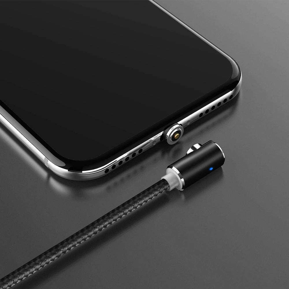 Магнитный usb кабель Moucit 2 м AM51 90 градусов для iPhone 11 Pro Xs Max магнитный Micro USB Type C Samsung