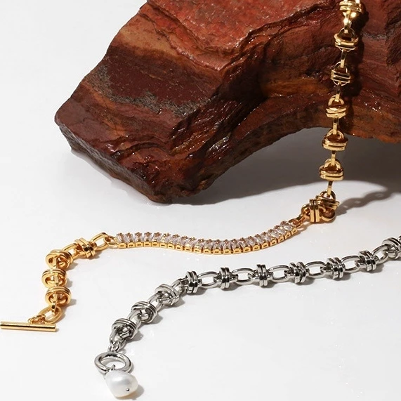 Ожерелье-чокер женское из латуни с настоящим жемчугом и цирконием класса ААА -