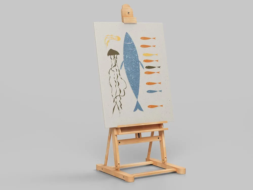 Морское искусство на стене плакат с рыбками и темно-синий морской художественный