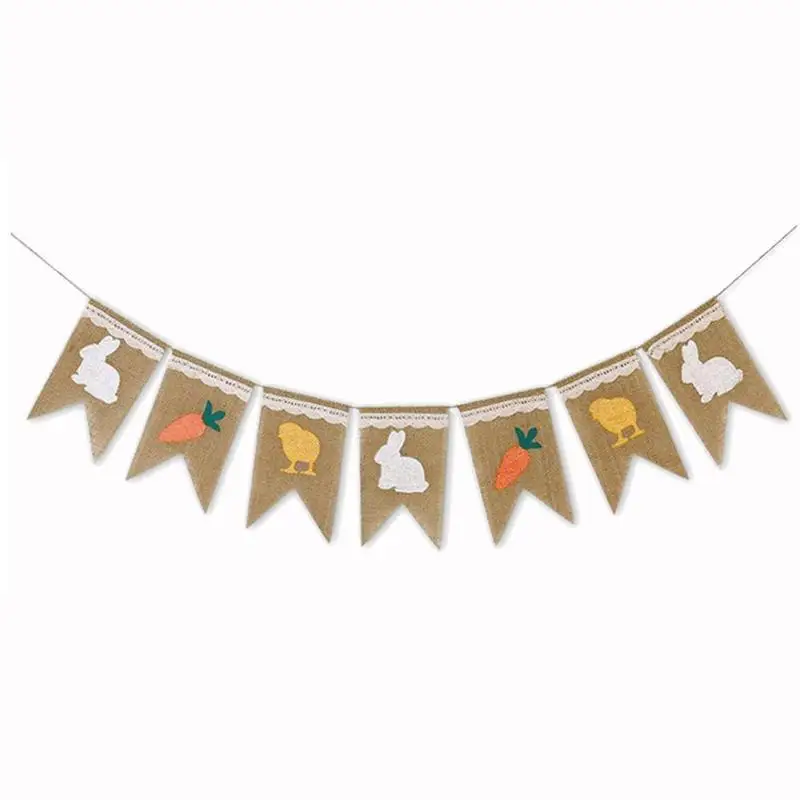 

2.5 Meters Easter Banners Rabbit and Carrot Printed Bunting Party Paper Photo Banners Prop Decorations Garland For Easter F M5E0