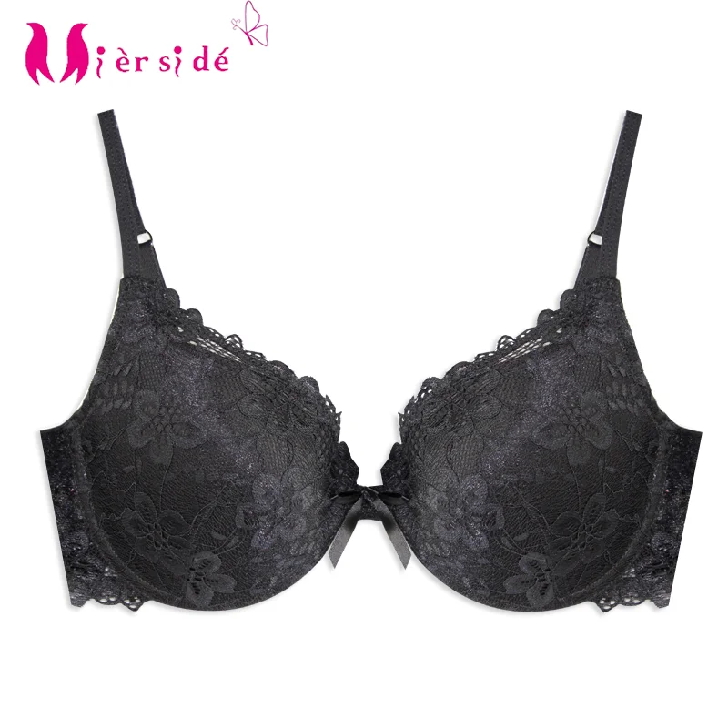 

Mierside 243-133 Push Up Bra Beautiful Flower Lace Bras Of women Black/White Sexy Lingerie 3/4 CUP 32/34/36/38 B/C/D/DD