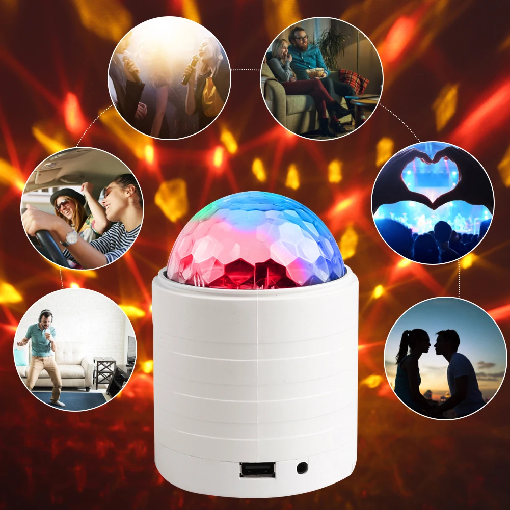 

LED Laser Ball Light Romantic 6 Color Ambient Lamp Portable USB Disco Stage Effect Light with Remote Control