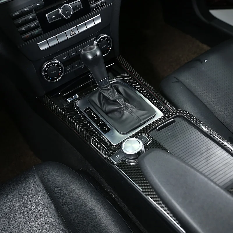 

2pcs Soft Carbon Fiber For Mercedes Benz C Class W204 C180 C200 C260 2007-2013 Car Gear Shift Side Decoration Stickers Parts