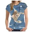 40 # женские футболки на каждый день с круглым вырезом Футболка женская короткий с котом для детей от двух до восьми лет футболка с принтом в виде размера плюс, женские топы, женские футболки