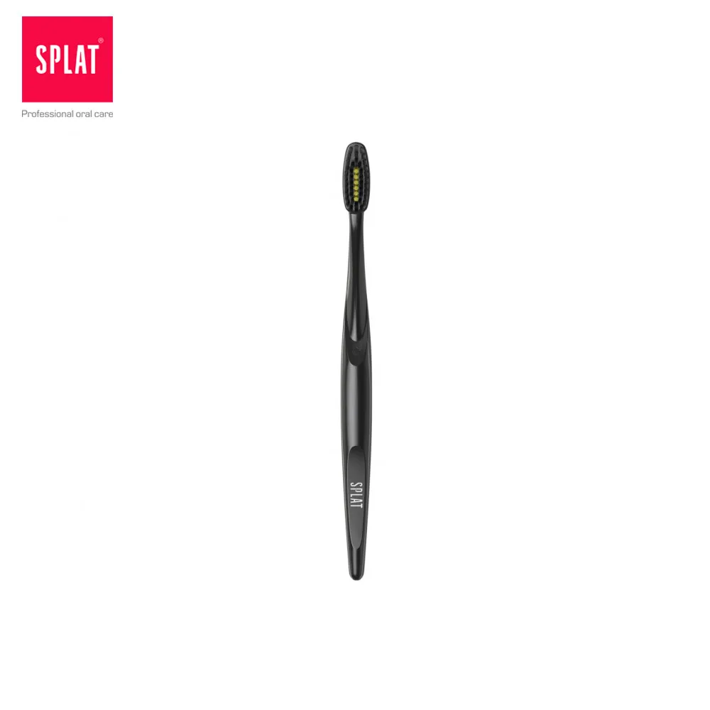 Зубная щетка SPLAT Special BLACKWOOD с древесным углём очищает от налета и бактерий средняя