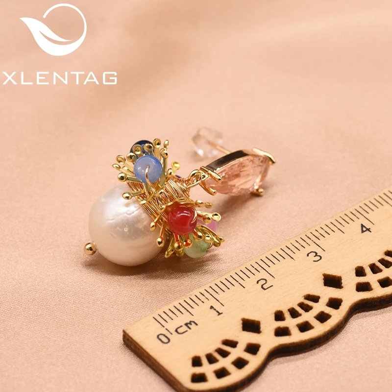 XlentAg 100% настоящий пресноводный жемчуг красочные серьги-капли для женщин любимые