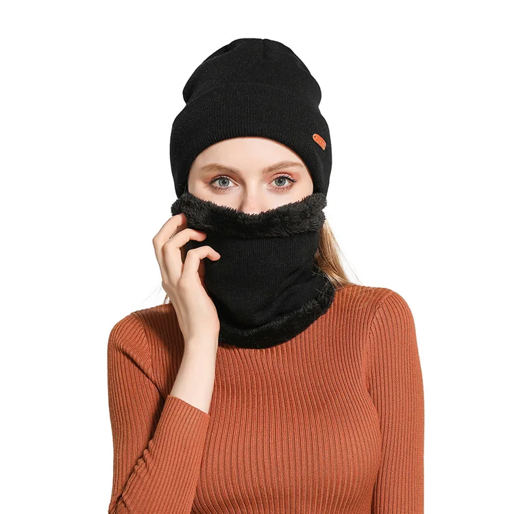 DRESSUUP модная зимняя шапка из 2 предметов для мужчин подарок вязаный однотонный шапочки Skullies хлопок теплые шапки шляпа из полиэстера
