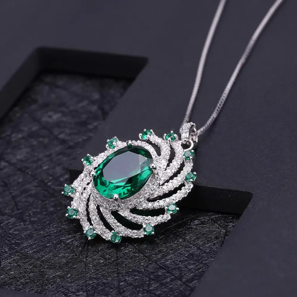 GEM'S балет, роскошный нано изумруд, винтажный комплект ювелирных изделий, 925 пробы, серебряное кольцо, серьги, кулон, наборы для женщин, хорошее ювелирное изделие