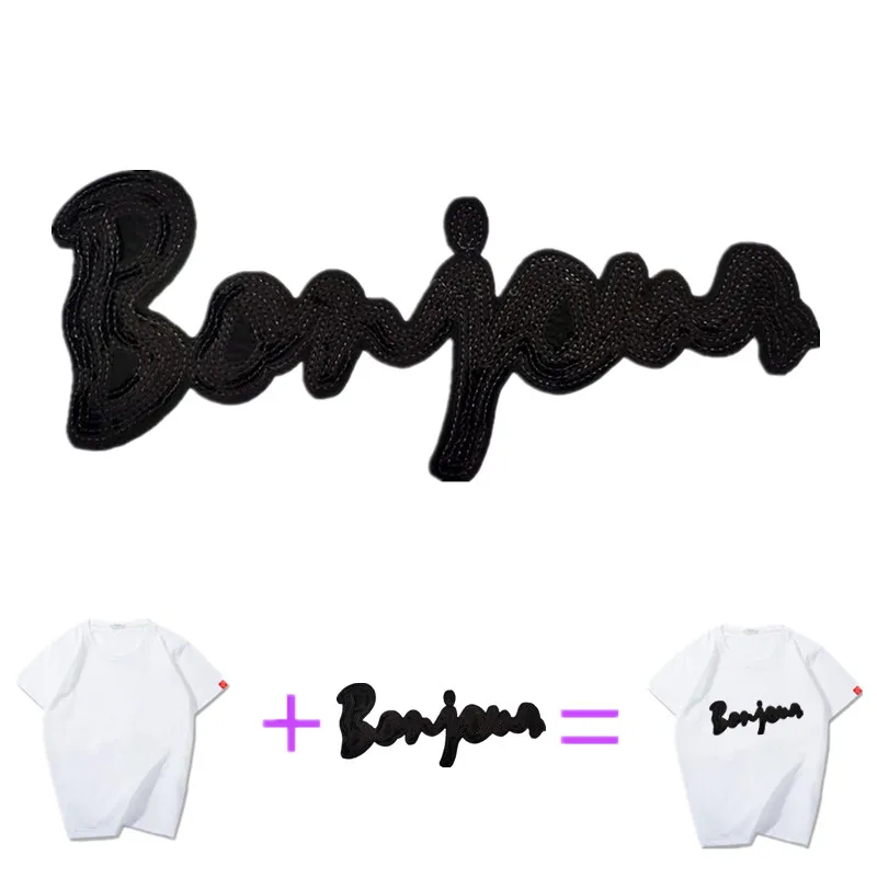 24 см нашивки с надписью Hello одежда наклейки черные блестки большой Байкерский