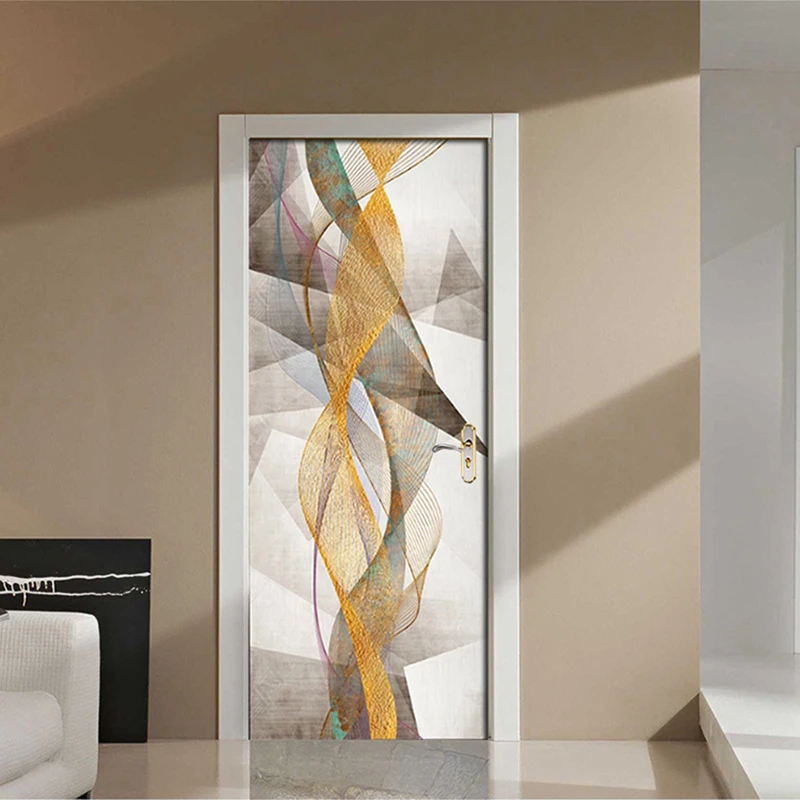Водонепроницаемые Самоклеящиеся 3D дверные наклейки из ПВХ золотые