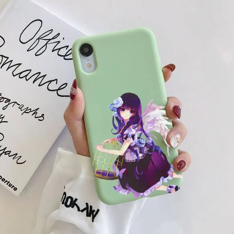 

THE Anime girl Phone Case Original Liquid For iphone 11 Pro Max X XS Max XR Solid Candy Color Shell For iPhone 7 8 6 6S Plus
