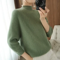 hot sale batwing sleeve thicker warm sweaters women 100 pure wool knitted pullovers solid colors oneck female soft knitwears