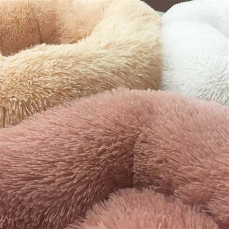 

Long Plush Round Dog BedSuper Soft Warm Fluffy Shag Cuddler Pet Blanket,Winter Doughnut Sleeping Mat