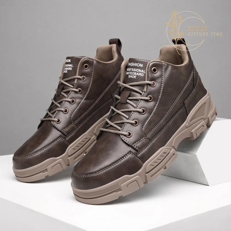 

Модные мужские ботинки-мартинсы FIXSYS, весенние кожаные мотоциклетные ботинки, уличные мужские рабочие ботинки, ботильоны на шнуровке, осенн...