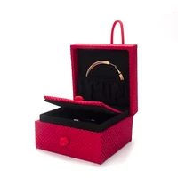 ring pendent jewelry packaging gift box red brocade button for women wedding bracelet display jewellery organizers case portable