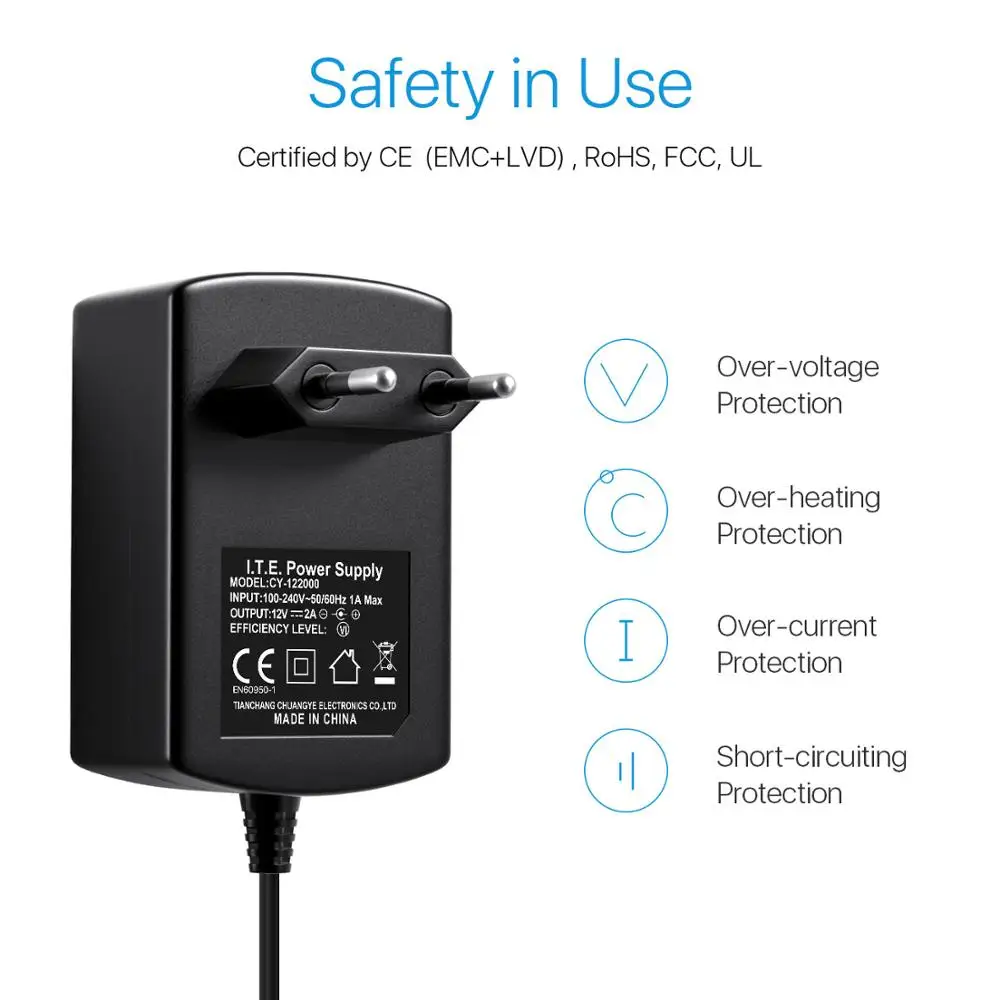 Адаптер питания ZOSI для системы видеонаблюдения адаптер постоянного тока 12 В 2 А