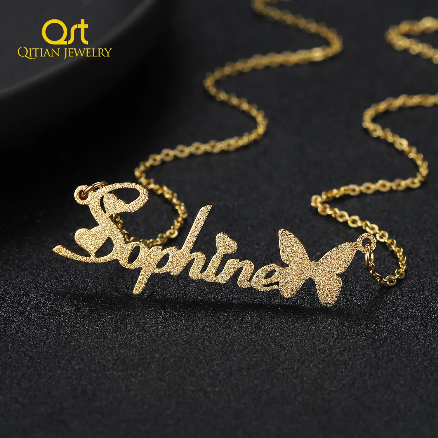 Персонализированное ожерелье с матовым именем бабочки на заказ именной