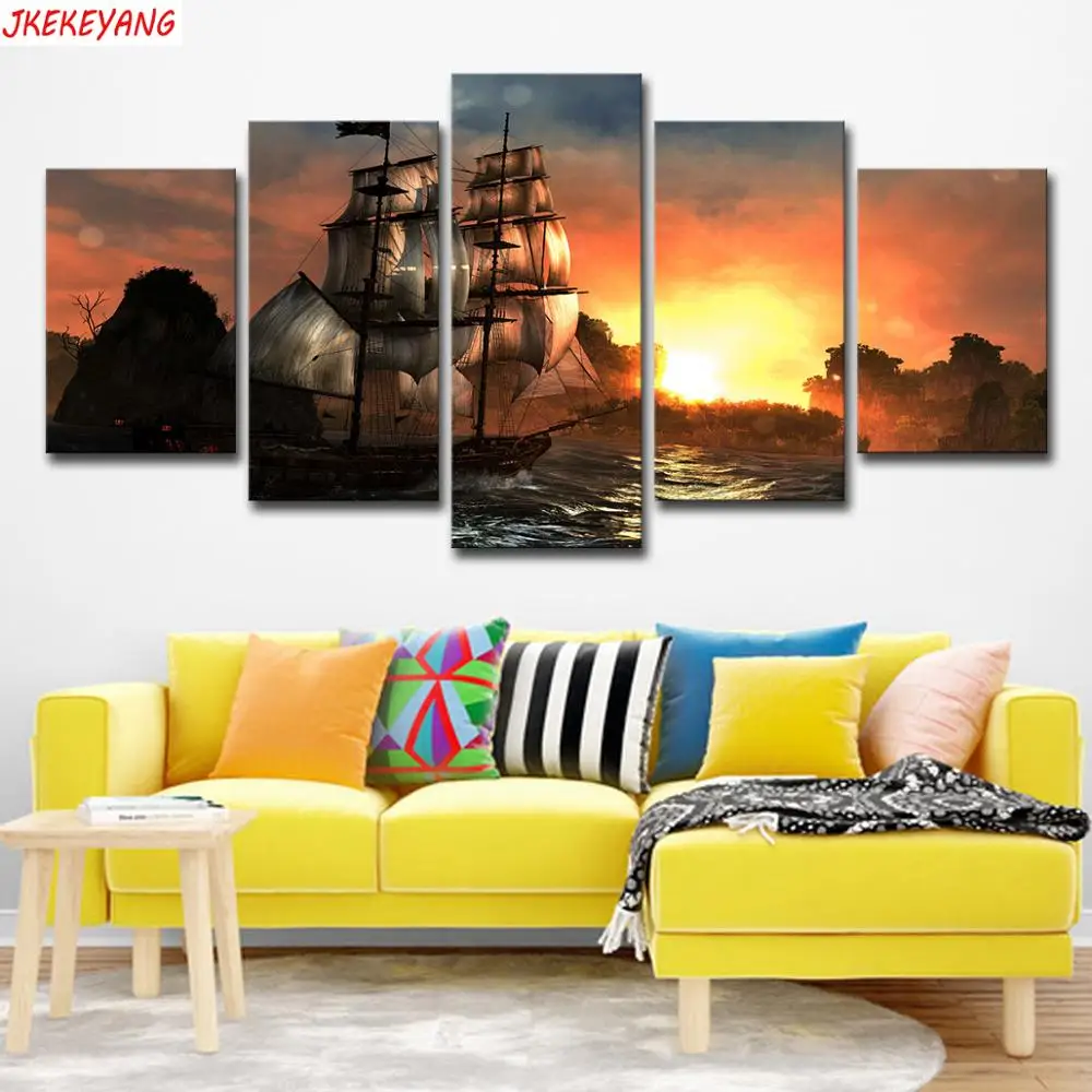 

Full Square/Round Drill 5D DIY diamond painting 5pc sailboat Pictures mosaic Diamond Embroidery Wall Arts J2224