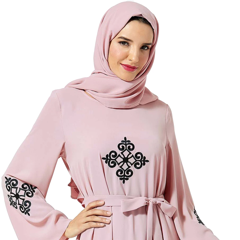 

Dubai Women Muslim Maxi Dress Embroidery Abaya Kaftan Islamic Jilbab Cocktail Dresses Arab Elegant Ethnic Style Loose Dress Gown