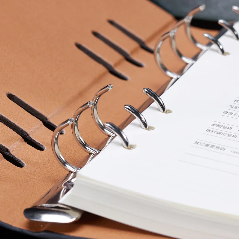 

A6 Paper Notebook, Six-Hole Loose-Leaf Office Stationery Business Spiral PU Diary Notebook (4 Copies)