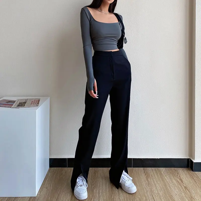 

2021 Women's Pants Plus Size Clothing Fashion Loose Trousers Straight Pants Full Length Female High Waist Casual Wide Leg Pants