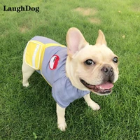 japanese style pet dog clothes cute t shirt with satchel cotton linen shirt for small dogs clothes french bulldog school uniform