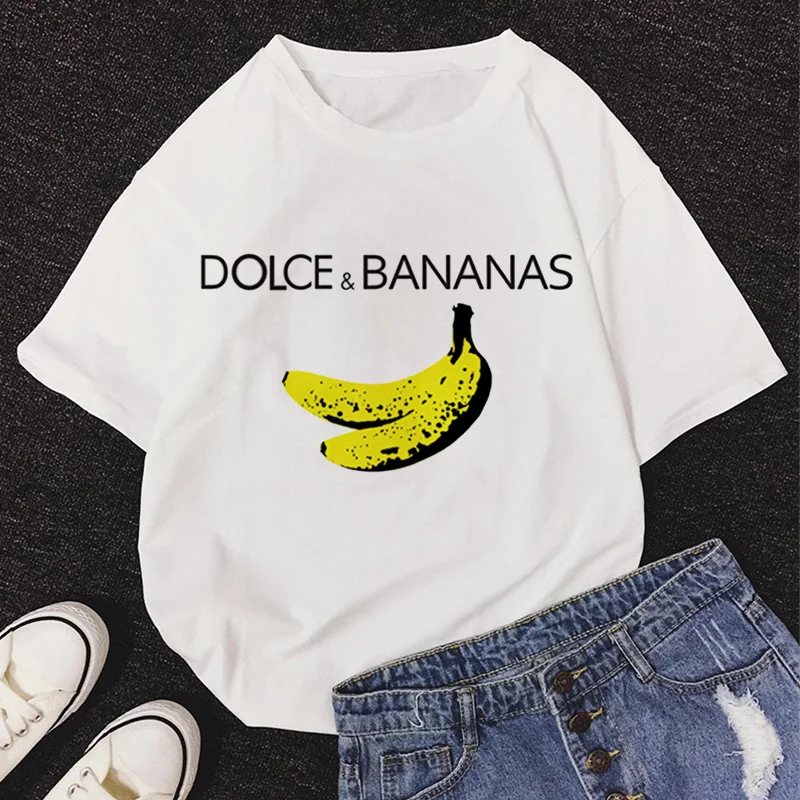 

DOLCE & BANANA Print T-Shirt Women O-Neck Short Sleeve Cute Cartoon T Shirt Girls T shirt top streetwear t shirts aesthetic