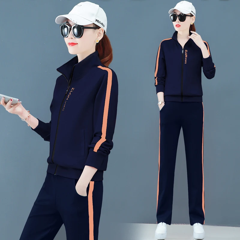 

Wide Leg Pants Motion Suit Woman large size 2 pieces set Spring And Autumn 2020 New Pattern Sweater Fashion Will Code Loose Run