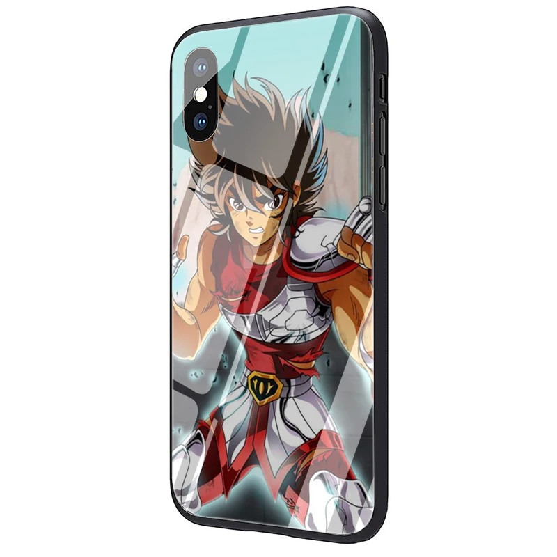 EWAU мультфильм Святого Сейя закаленное стекло чехол для телефона iPhone 5 5S SE 6 6s 7 8 Plus X XR XS 11 pro Max - Цвет: G9