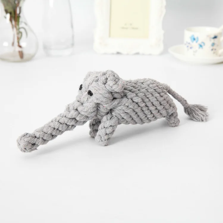 

Dog toys Hand woven toys Cotton rope weaving elephant Biting resistance wear resistance chews toys Molars cleaning pet products