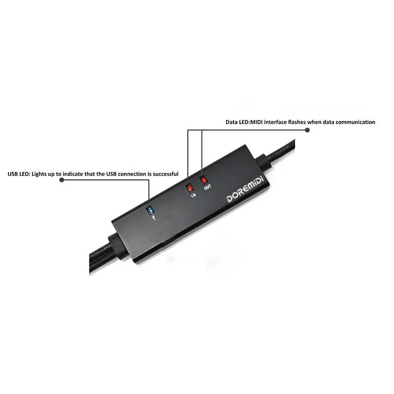 DOREMiDi миди USB зарядный кабель конвертер со световым индикатором FTP Proceesing чип MTU-10 OTG