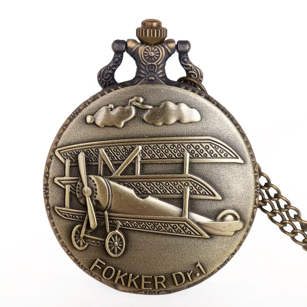 Винтажный дизайн самолета кварцевые карманные часы для мужчин и женщин