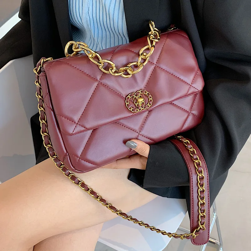 

Lnv Vintage Chain Designer Pu Leather Crossbody Bags Women 2021 Winter Women's Trend Handbags Branded Trending Cross Body Bag