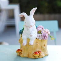 pastoral style contemplation rabbit flower pot decoration outdoor garden cartoon decoration creative rabbit animal crafts
