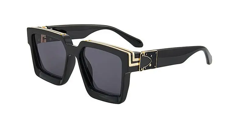 

Солнцезащитные очки-авиаторы с темными линзами для мужчин и женщин, модные ретро солнечные аксессуары с плоским верхом и черной оправой, UV400