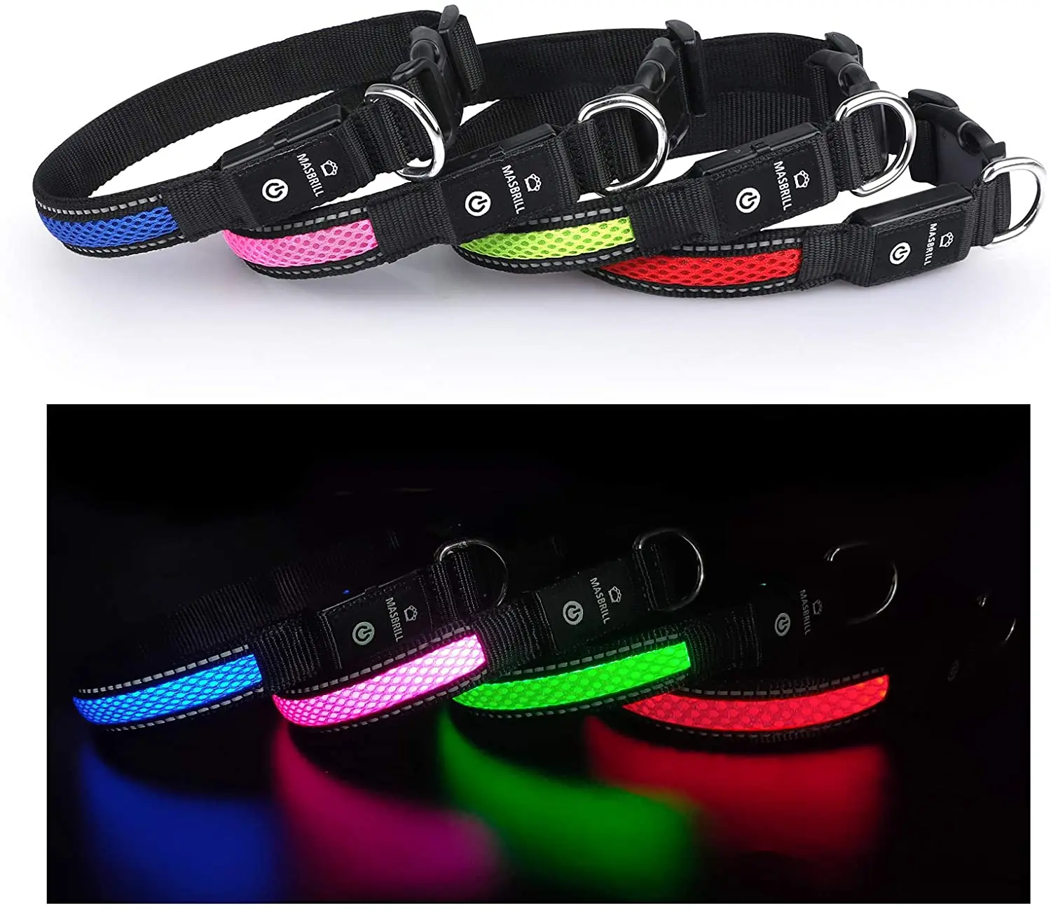 Нейлоновый ошейник для собак мигающий светодиодный светильник с зарядкой через