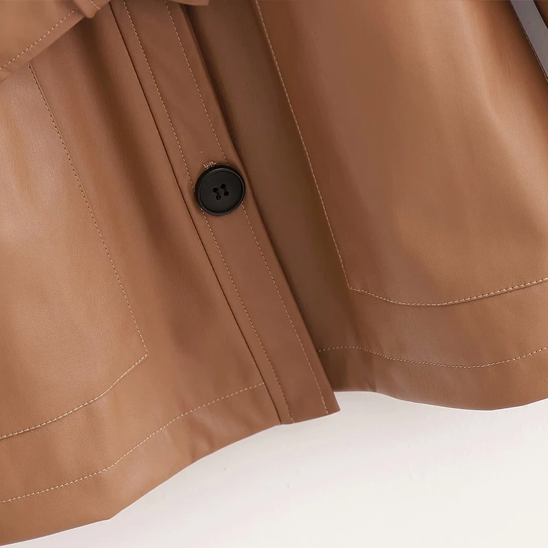 

2020 New Arrival Autumn Winter Women Faux Leather Jackets Solid Ladies Loose Office Coats Elegant Girls Oversize Casual Outwear